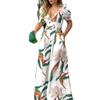 2023 Spring Women's Fashion V-neck Waist-Cinching Wide-Leg Jumpsuit