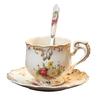 Rose Ivory Porcelain Coffee Cup Spoon Set Drinking Utensils for Women Teas Party
