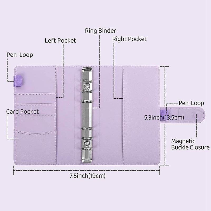 A6 PU Leather Budget Binder Notebook Cash Envelopes System Set,with Binder Pockets for Money Budget Saving Bill Organizer