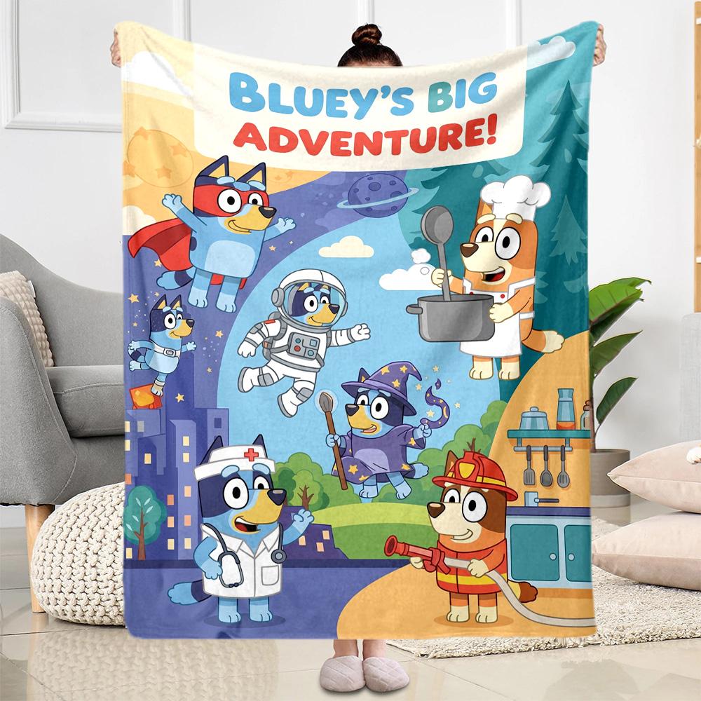 Bluey Friends Adventure Blanket Warmthful Decor Great for Seaside Livingroom Picnics for All Occasions Modern Style