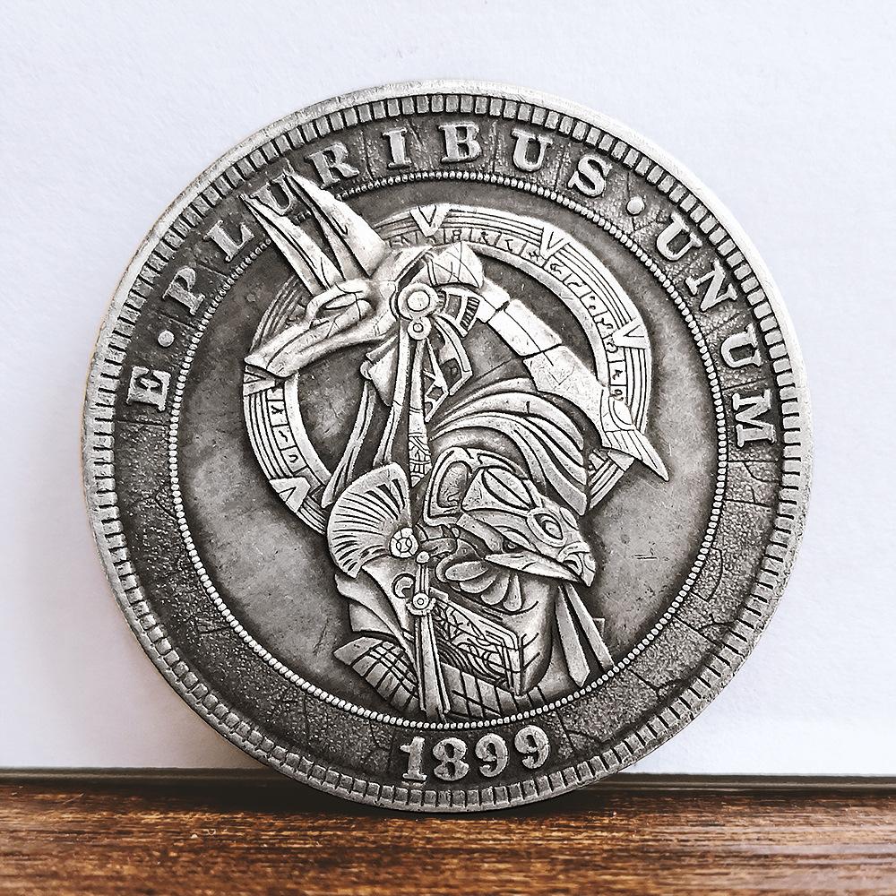 Anubis, Horus, dolaşan sikkeler, köpek başı, kartal başı, insan vücudu, antika gümüş dolar, sikkeler