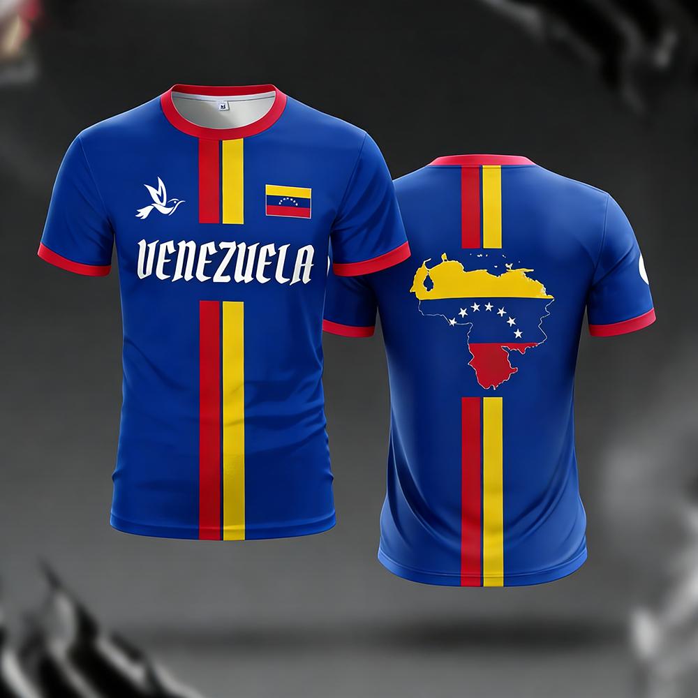 Venezuela Flag Print Jersey Summer Men's Football Training Apparel Youth Outdoor Sports Breathable Quick Drying Sports T-shirt