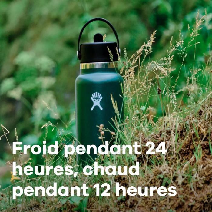 Gourde isotherme - hydro flask - 946 ml - acier inoxydable - bouchon antifuite - paille intégrée