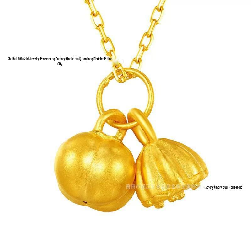 Golden Heart 999 Gold Pendant Necklace - Perfect Qixi Valentine's Day Gift for Her