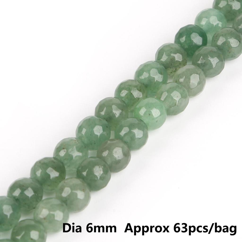 Green Aventurine Faceted Beads, 4-12mm Round Loose Beads 15” Strand for Jewelry Making