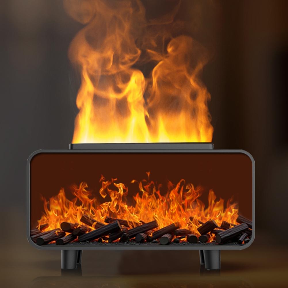 Fireplace Flame Essential Oil Diffuser with Humidifier Color Changing LED Lights Safe Automatic Shutoff for Home