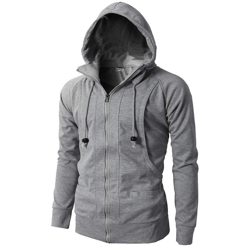 Ny Herre Sports Fitness Hverdags Jacquard Genser Fleece Cardigan Hettejakke