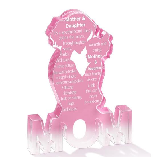 Printed Acrylic Ornament Gifts for Mom Gifts from Daughter or Son Standing Heart or Butterfly Shape Clear Acrylic Sign Mother's Day Gift for Mom