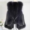 Autumn Winter Women Vest Short Style Splicing Solid Color Fur Coat