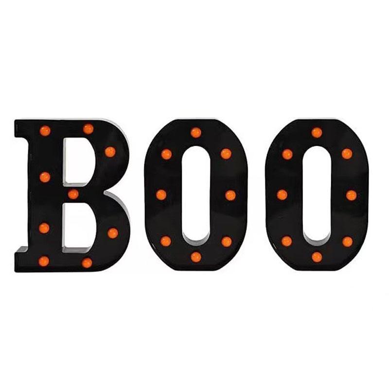 

Sets 3 LED Marquee Light up Letters BOO Sign Halloween Decor for Kitchen Tabletop Fireplace Mantel Party Indoor