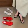Red Thick-soled Flip-flops with Toes and Cool Slippers for Children's Summer Wear 2025 New Niche Vacation Beach Half Slippers