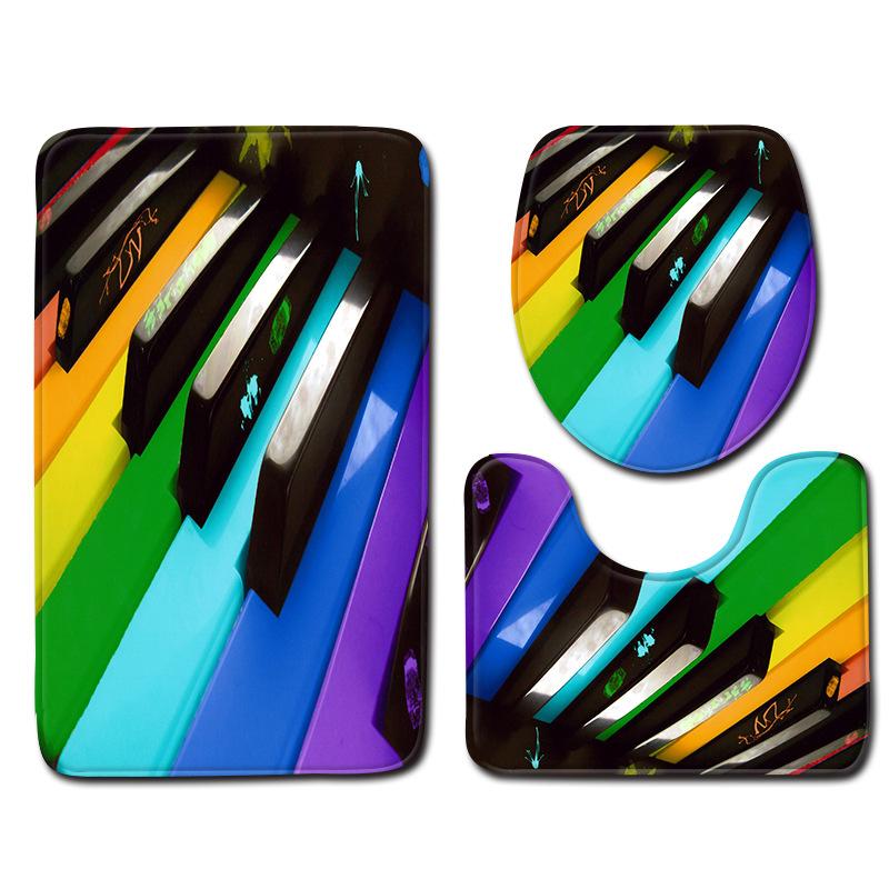 Regenbogen Badezimmerbodenmatte Toilette Dreiteiliges Set