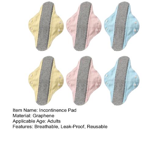 6Pcs Reusable Washable Menstrual Pads Leak-Proof Waterproof Breathable Graphene Cloth Incontinence Pads Elderly Sanitary Pads