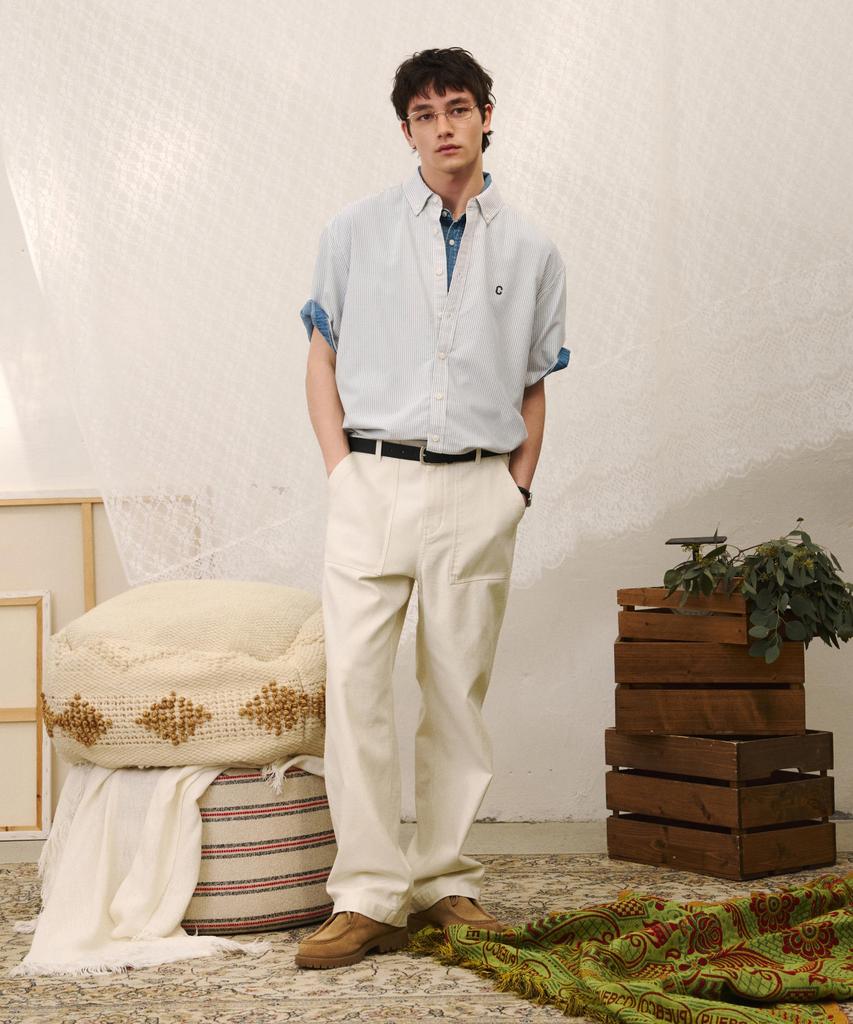 COVERNAT Wide Back Satin Fatigue Pants Olive