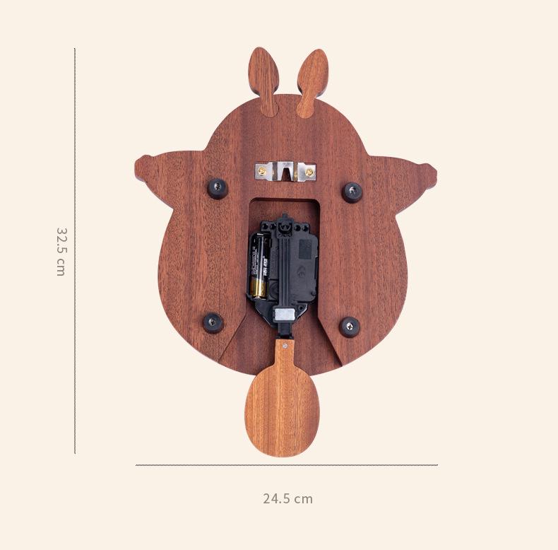 2024 Totoro Solid Wood-Style Decorative Wall Clock for Living Room or Restaurant