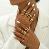 Personalized Retro Combination Ring Fashion Versatile Liquid Lava Flower Irregular Ring Set for Women