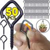 50PCS Square Snap Hanging Screw Hook Courtyard Garden Plants Ceiling Hooks with Safety Buckle for Hanging Outdoors String Lights