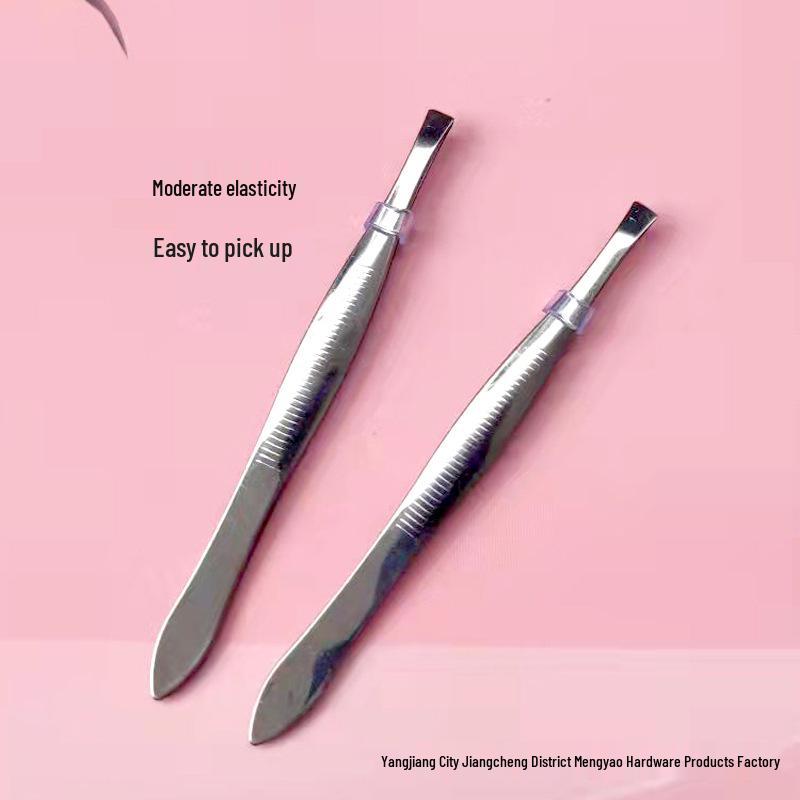 Stainless Steel Eyebrow Tweezers Set - Straight Tip
