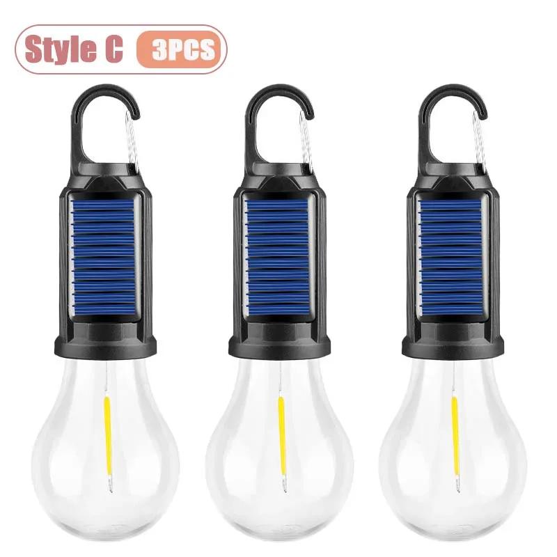 1-10PCS Solar Powered LED Lighting Hanging Lights Outdoor Tent BBQ Atmosphere Light Portable Waterproof Camping Light