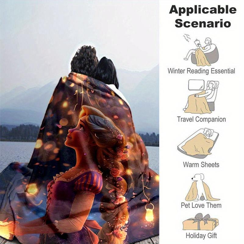1pc Tangled Rapunzel Inspired Home Decorative Throw Blanket Soft Coverlet for Bed, Couch, Travel