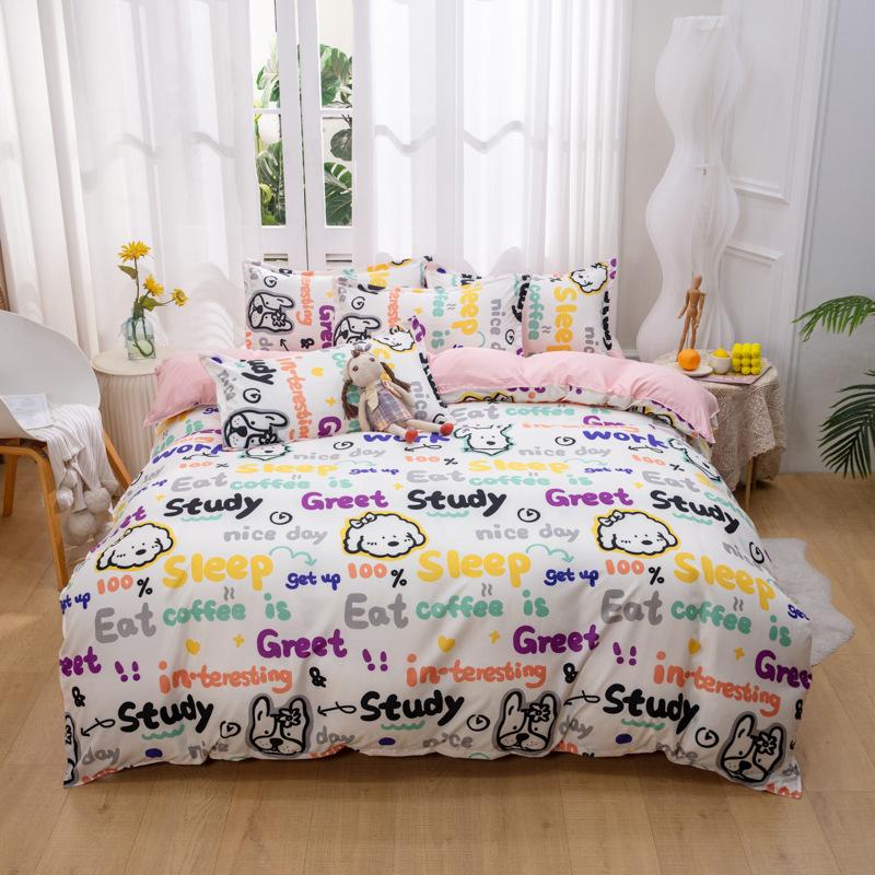 Set de lenjerie de pat nordic simplu din patru piese, cearșaf de pat, set de pilota pentru dormitor Set din trei piese