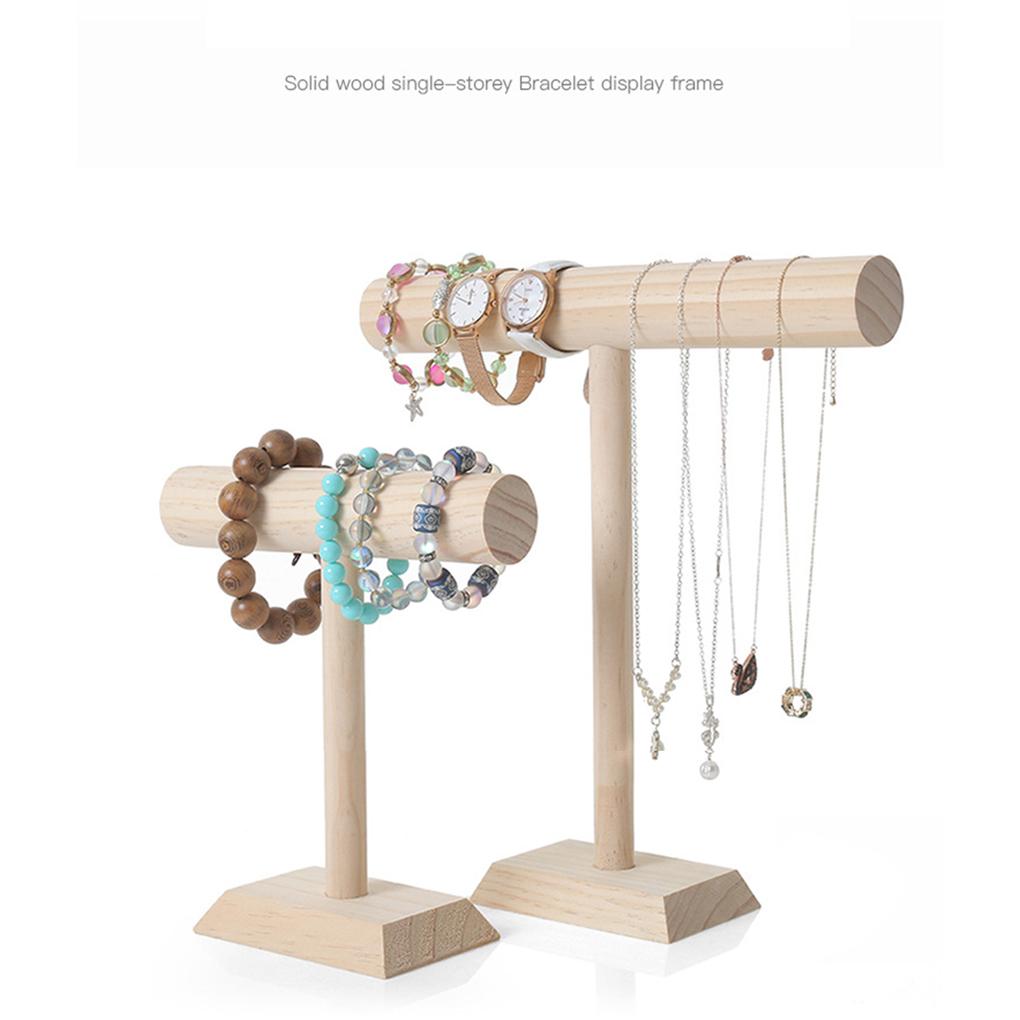 Jewelry Display Stand Wood Bedroom Dormitory Table Necklace Choker Bracelet Bangle Organizer Show Holder Rack Girls
