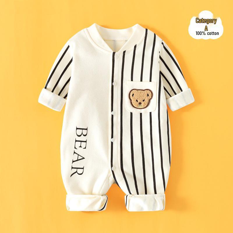 Exklusiver Langarm-Baby-Strampler – Reiner Baumwoll-Krabbelanzug für Frühling und Herbst