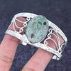 Natural Ruby Fuchsite Gemstone 925 Sterling Silver Cuff Bangle Adjustable b5a08