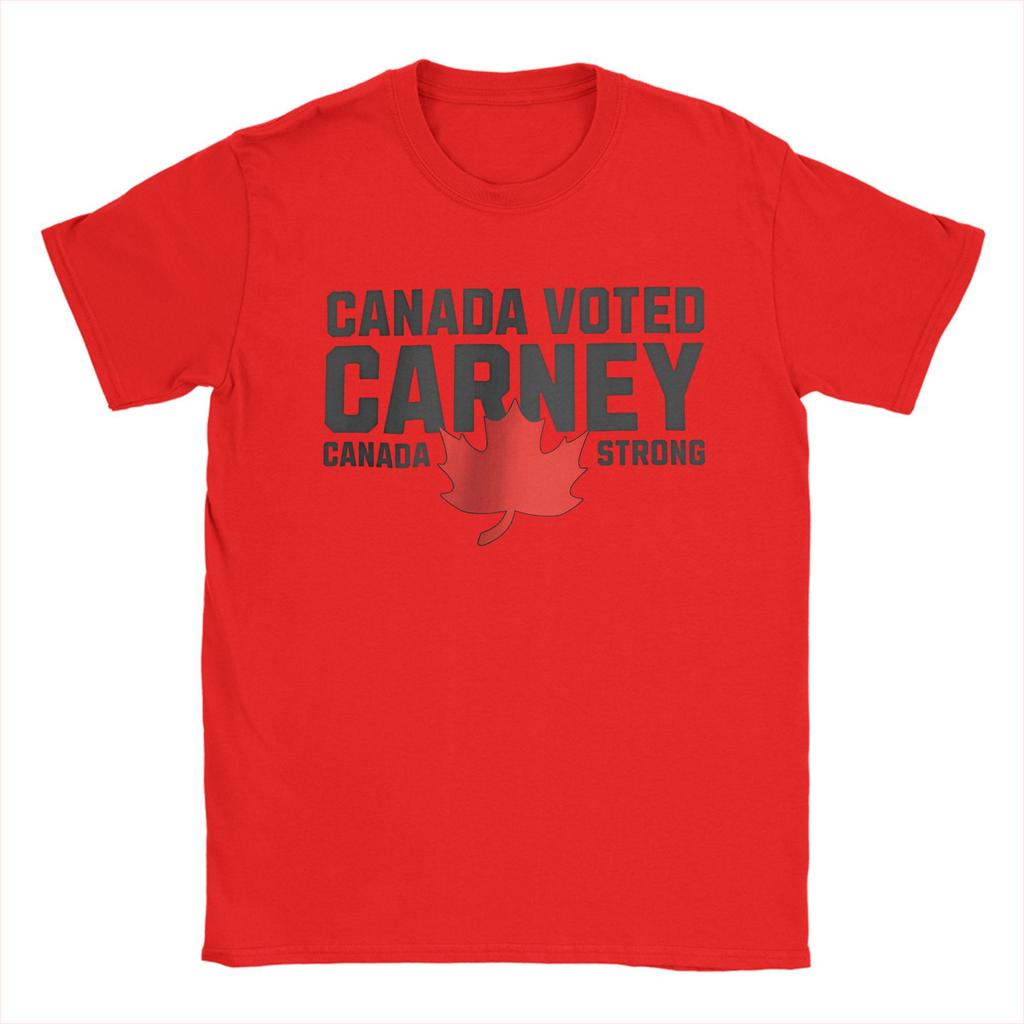Men Mark Carney Canada Strong T Shirt Elbows Up Voted Pure Cotton Tops Novelty Short Sleeve Round Collar Tee Shirt 6XL T-Shirt