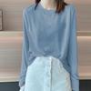 Women's Long Sleeve T-Shirt Crew Neck Thin Breathable Sun Protection Casual Loose Solid Color Top