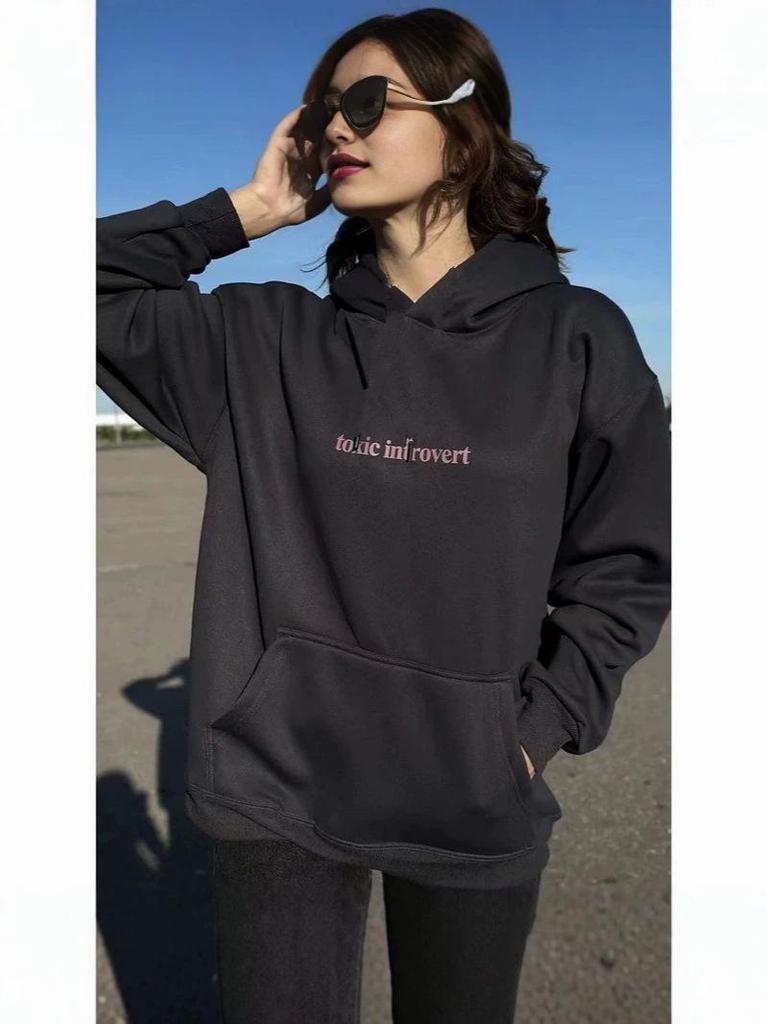 Sudadera Oversize Estilo Europeo Otoño/Invierno con Estampado de Letras