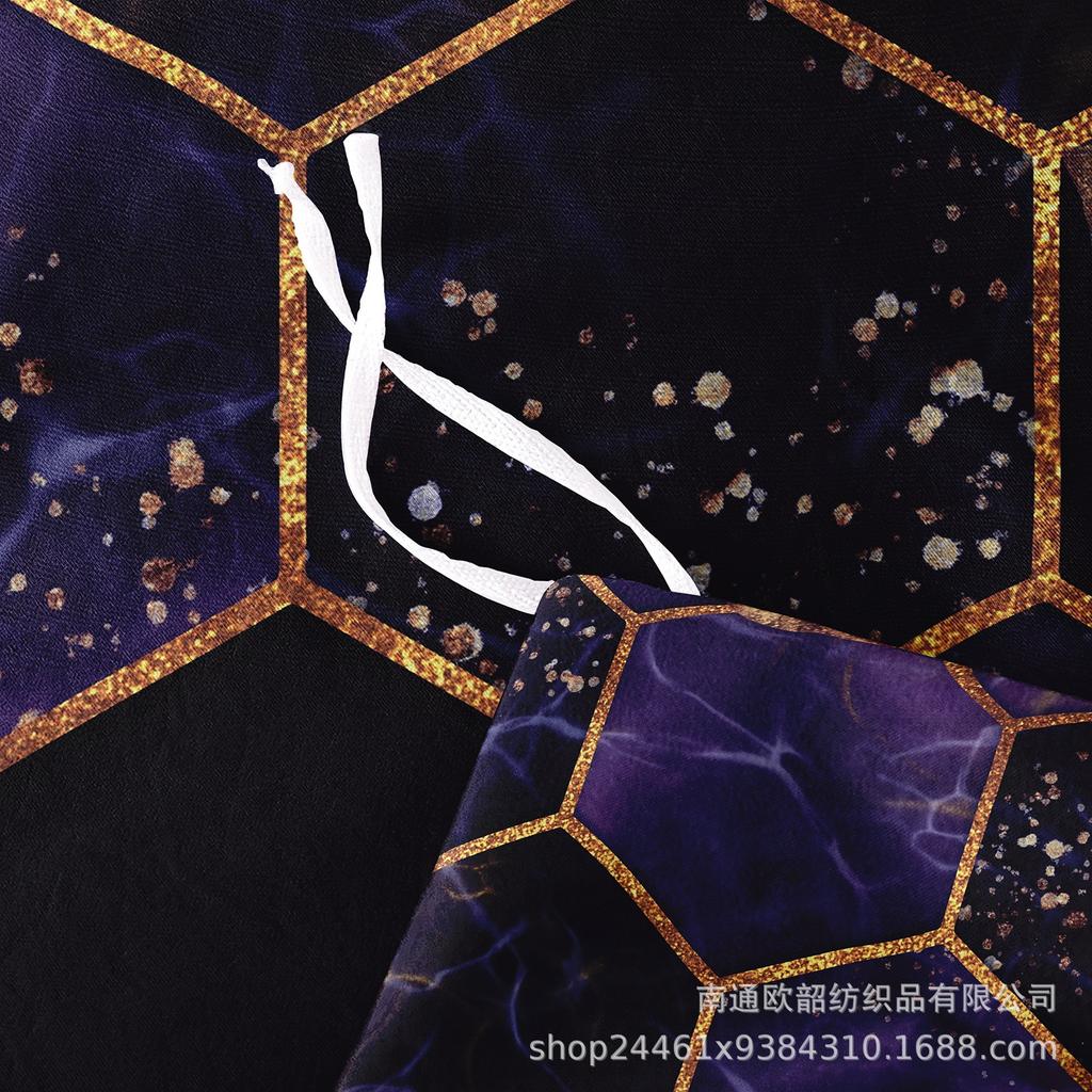 3D Digital Printing Light Luxury Geometric Honeycomb Stone Pattern Bedding Quilt Cover Three-Piece Set