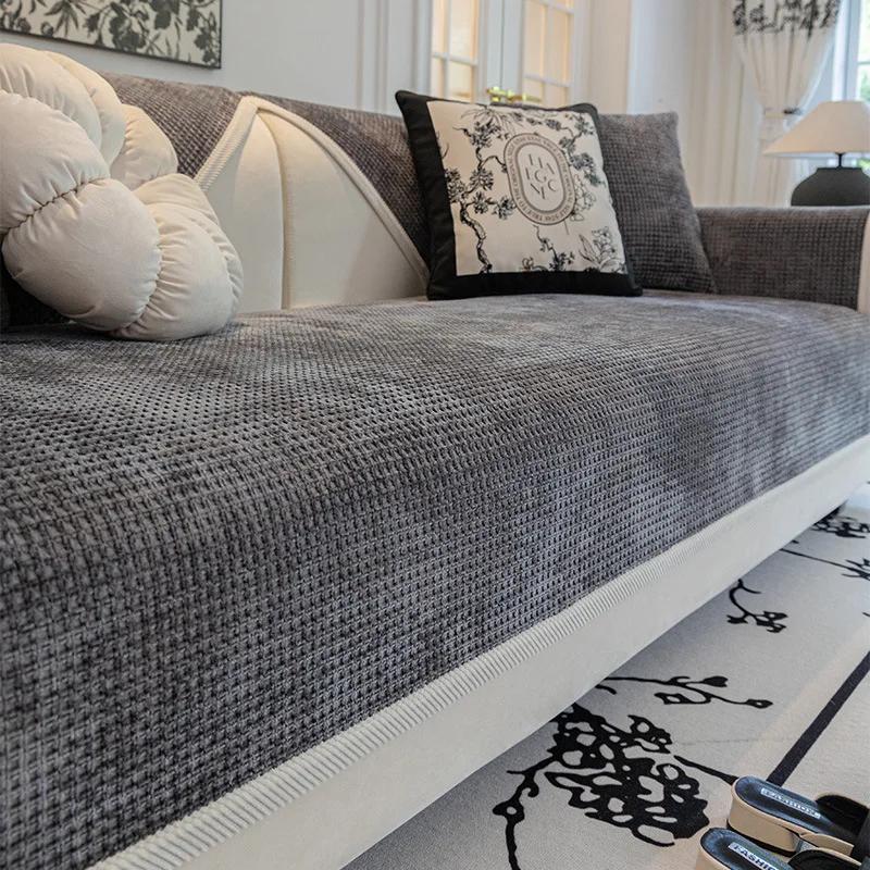 Thickening Solid Color Sofa Seat Cushion Cover Funiture Protector Couch Covers for Sofas Anti-dust Removable Seat Slipcover