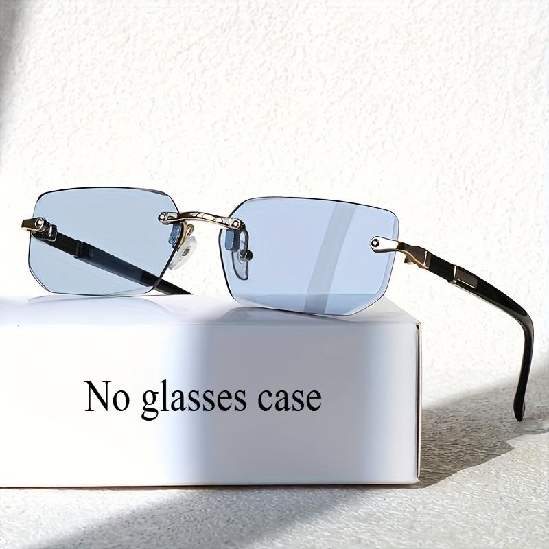 Men'S Y2K Style Square Frameless Fashion Glasses Decorative Lens Design Regular Size for Daily Casual Wear