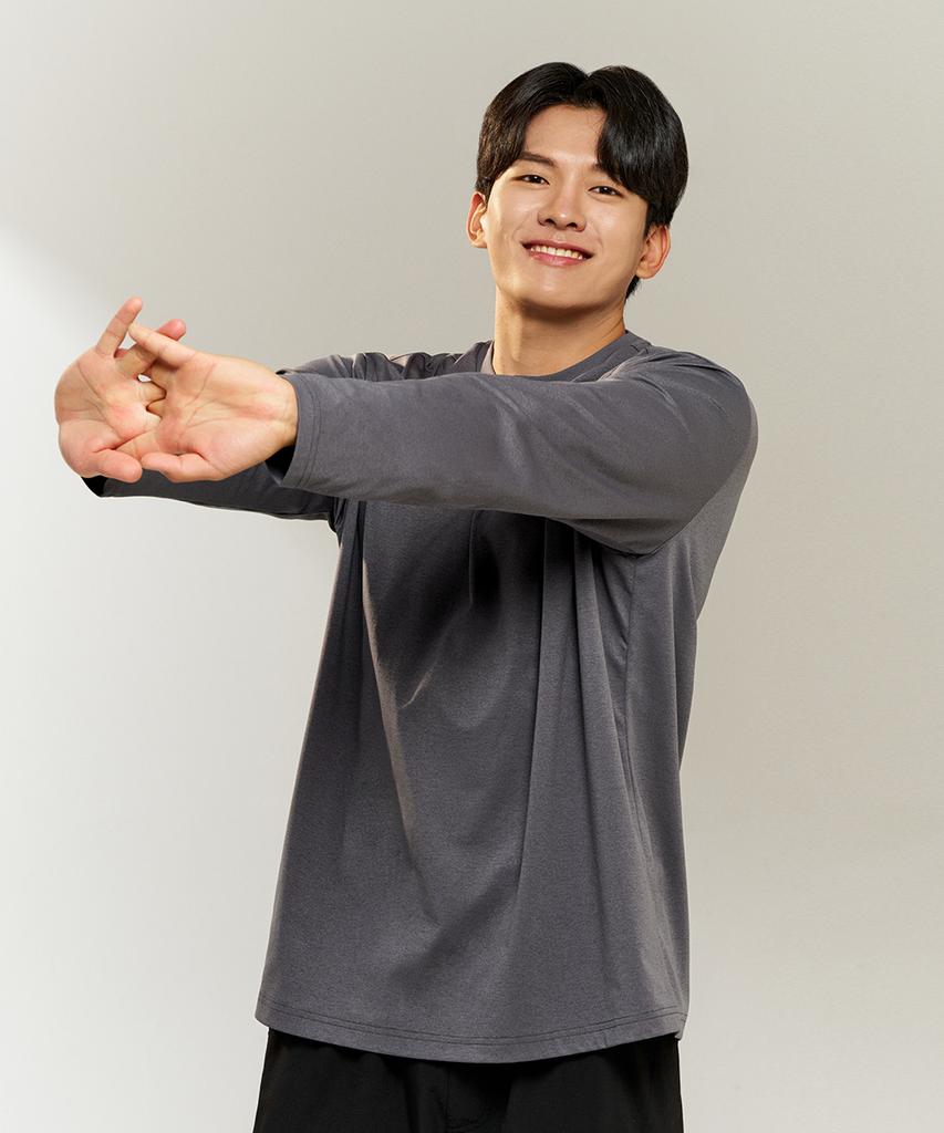 Baellob Plain Good Long Sleeve T-Shirt Ver2 Charcoal