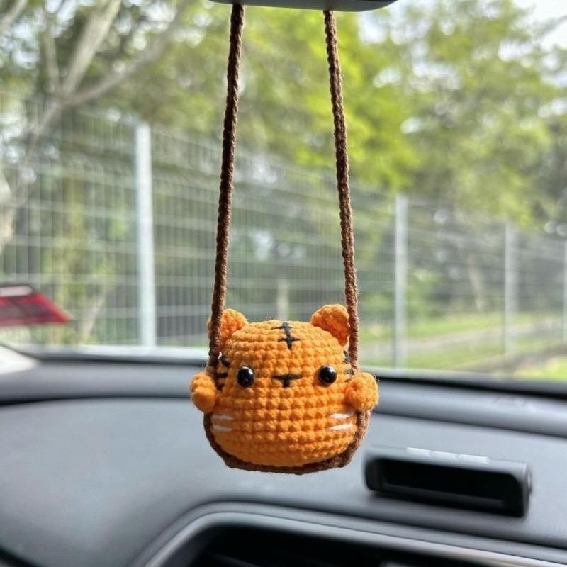 

1Pc Car Mirror Decor Hanging Cartoon Animal Car Rearview Mirror Crochet Swing Pendant Ornament Gifts Cute Car Accessories