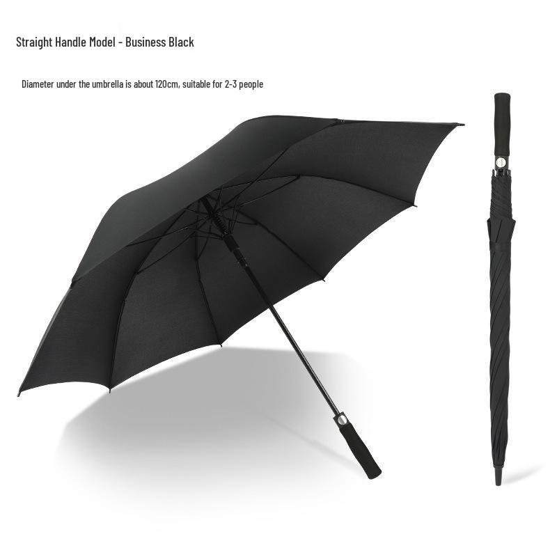 Stormproof Golf Umbrella – Large Reinforced Double-Person, Long Handle for Sun & Rain, Customizable Business Advertising Gift чёрный