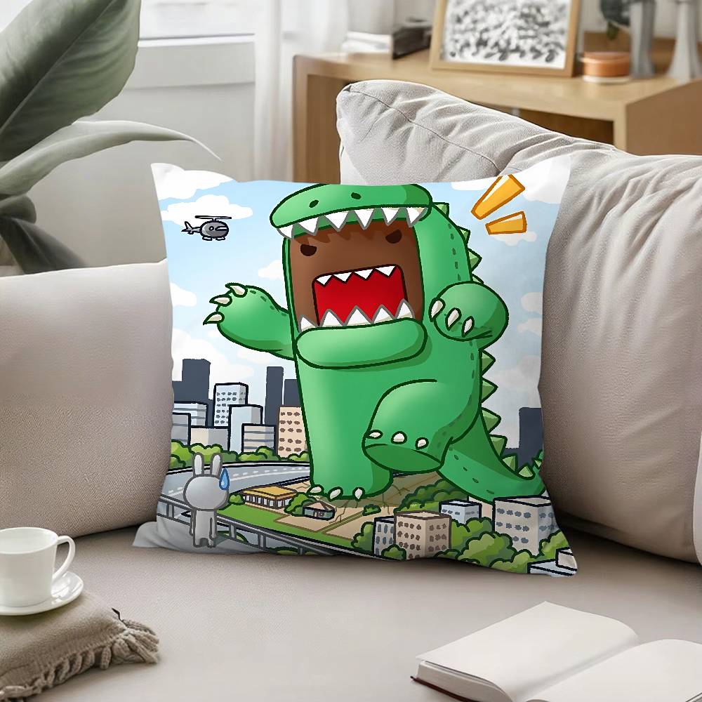 Cute D-Domo Kun-s Throw Pillow Covers Pattern Cushion Cover Suitable For Sofa Bedroom Car Pillow Cover