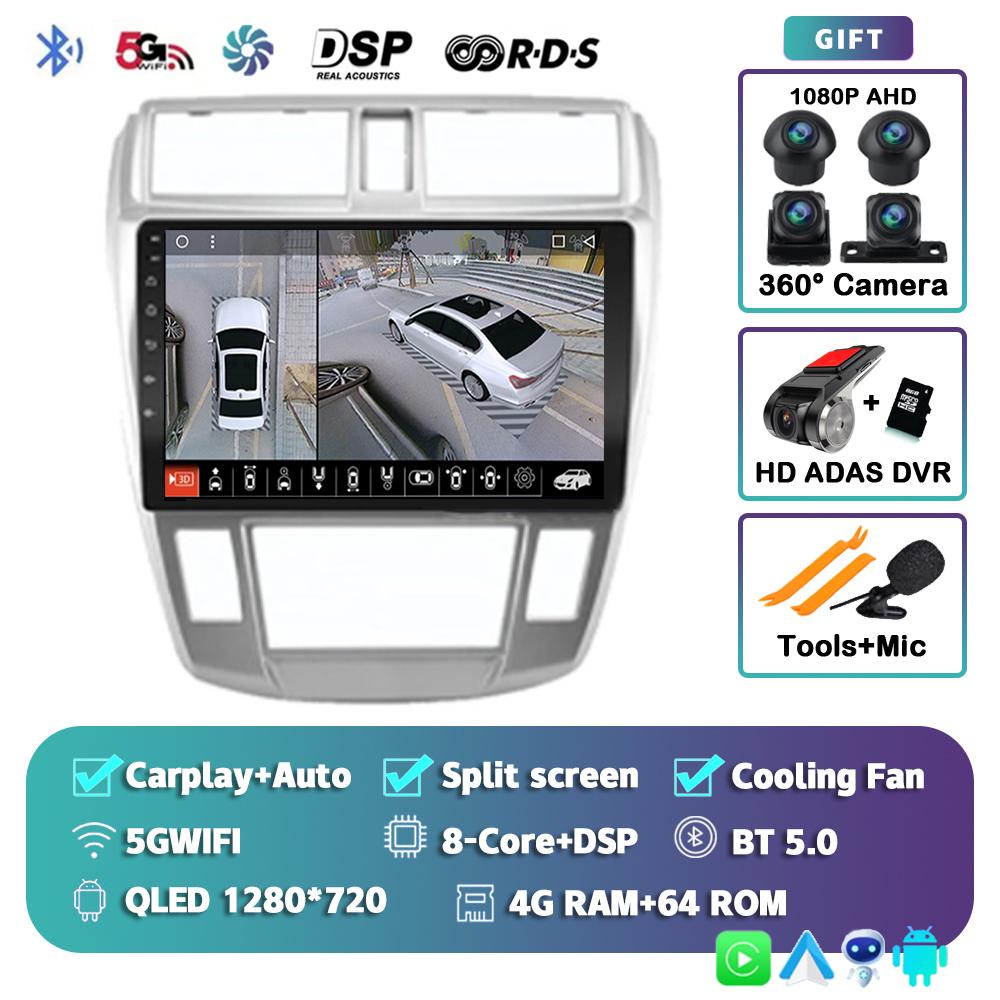 Android 14 Carplay Auto Car Radio For Honda City 2008-2016 Audio GPS Multimedia Video Player Navigation 2din 2 Din DVD Stereo BT