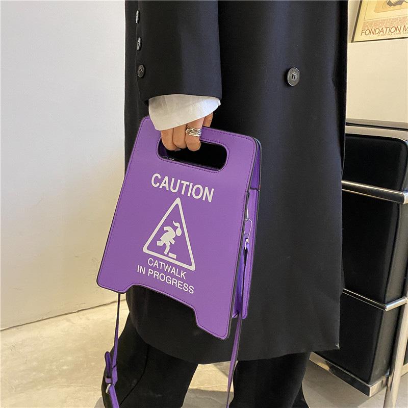 2025 Fashion Creative Spoof Personalized Parking Sign Forbidden Driving Fashion Hip Hop Messenger Bag Woman