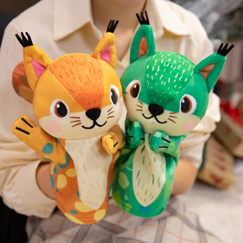 Cute Cartoon Squirrel Hand Puppet Plush Toy Role-playing Animal Kawaii Accompany Gifts For Kids
