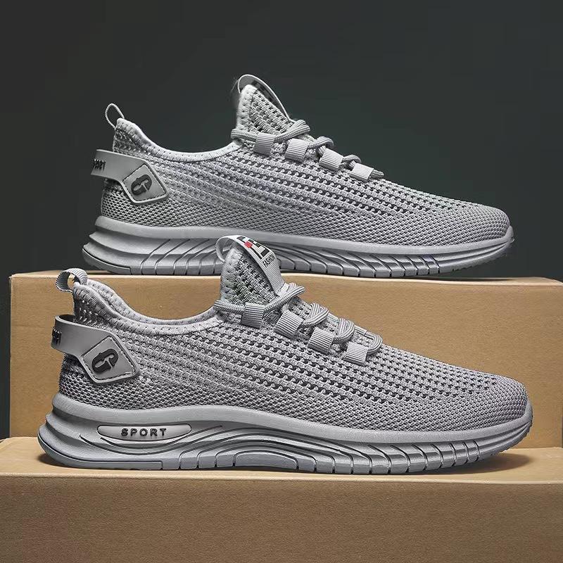 

Foreign trade 2025 spring new fashion trend sports and leisure fly-woven breathable soft sole lightweight and versatile men s shoes 39 серый