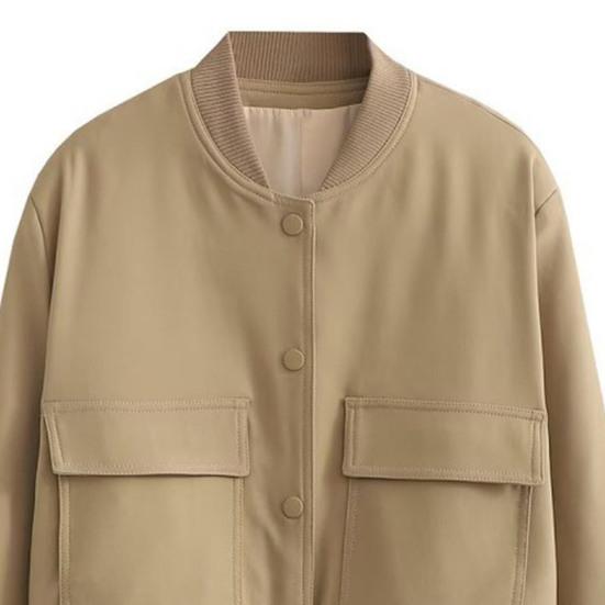 Fall Jackets for Women Oversized Lightweight Cropped Jacket Casual Button Down Stand Collar Short Coat with Pockets