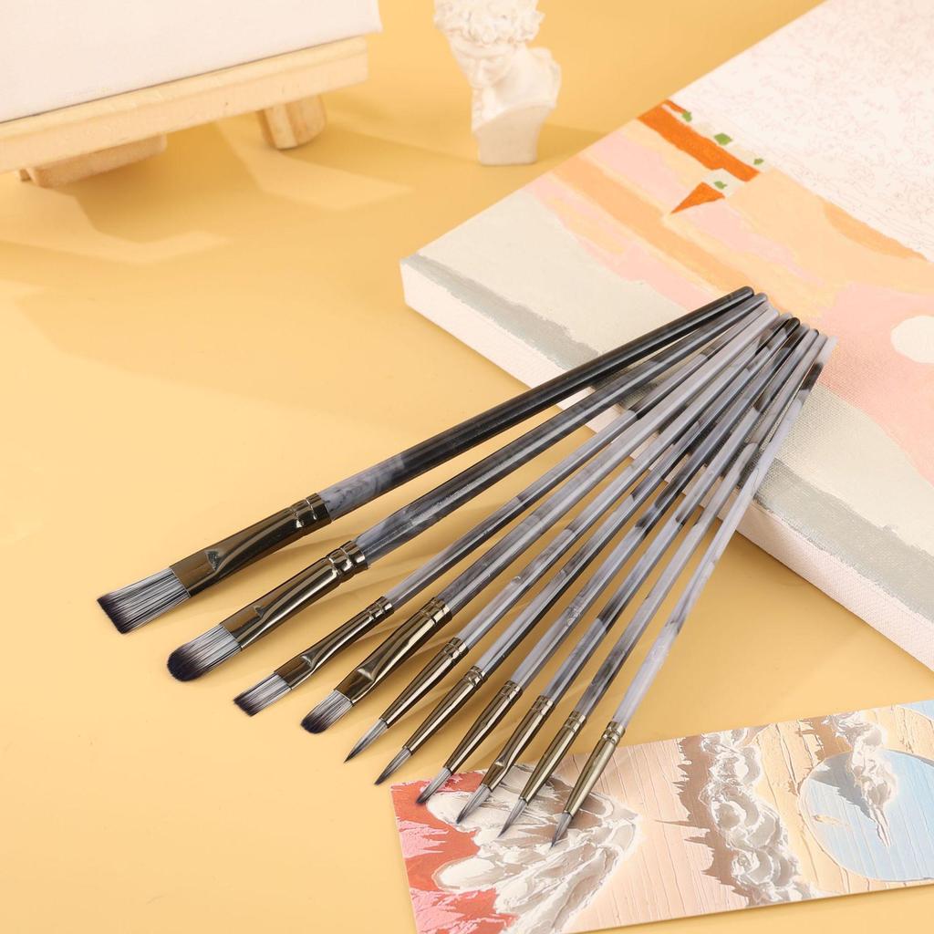 10-Piece Nylon Bristle Paint Brush Set for Watercolor, Oil, Acrylic, and Ink Wash Art