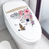 Pink Toilet Sticker PVC Self-Adhesive Flower Butterfly Bird Decal Bathroom Kitchen Wall Stickers Wall Art DIY Mural Decor Fridge Decal Toilet Lid