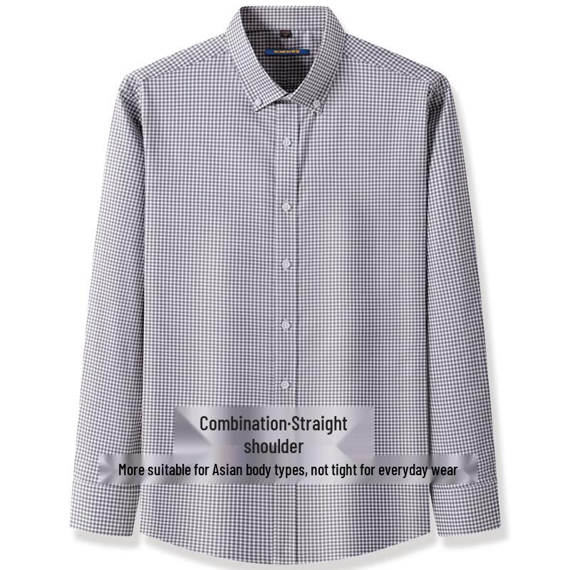 Romon Men's Breathable Business Formal Long Sleeve Shirt