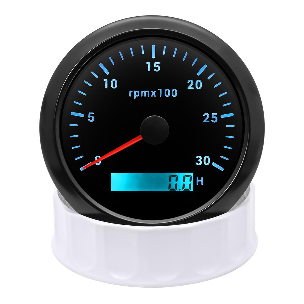 85mm Diesel Engine Tachometer With LCD Hourmeter 7 Color Backlight Tacho Gauge 3000 4000 6000 RPM For Marine Boat Car 12V/24V