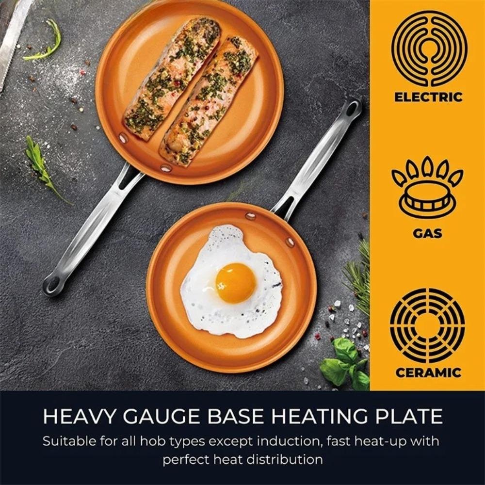 Saucepan Non Stick Skillet Round Copper Color Frying Pan Kitchen for Frying Eggs Steaks Family Restaurant Use Kitchen Cookware