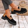 2025 Spring/Autumn European & American Round Toe Slip-on Leather Loafers: Low Heel, Flat Shoes