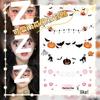 Adorables Autocollants de Tatouages de Maquillage d'Halloween Chauve-souris & Citrouille pour Enfants – Motifs de Visage Cœur Réalistes de Haute Qualité